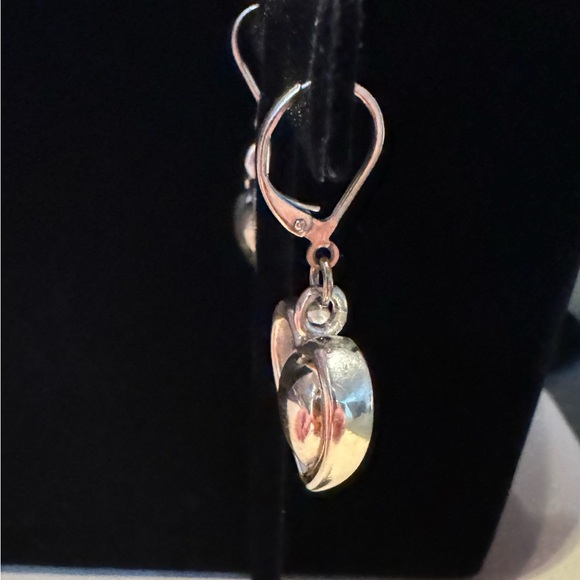 Sterling Silver Puffy Heart Earrings - Picture 2 of 4